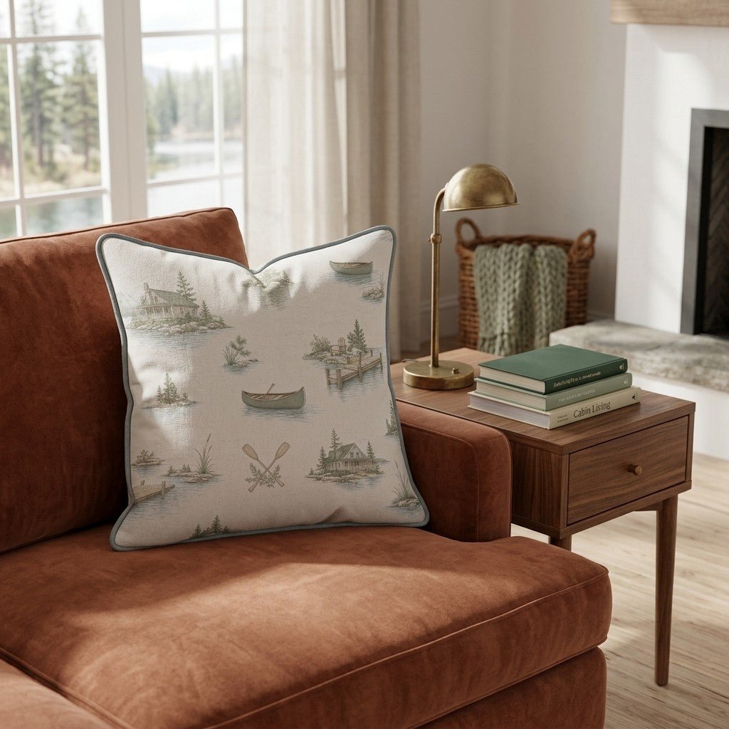 Lake Day Toile Throw Pillow - Hillcroft Home
