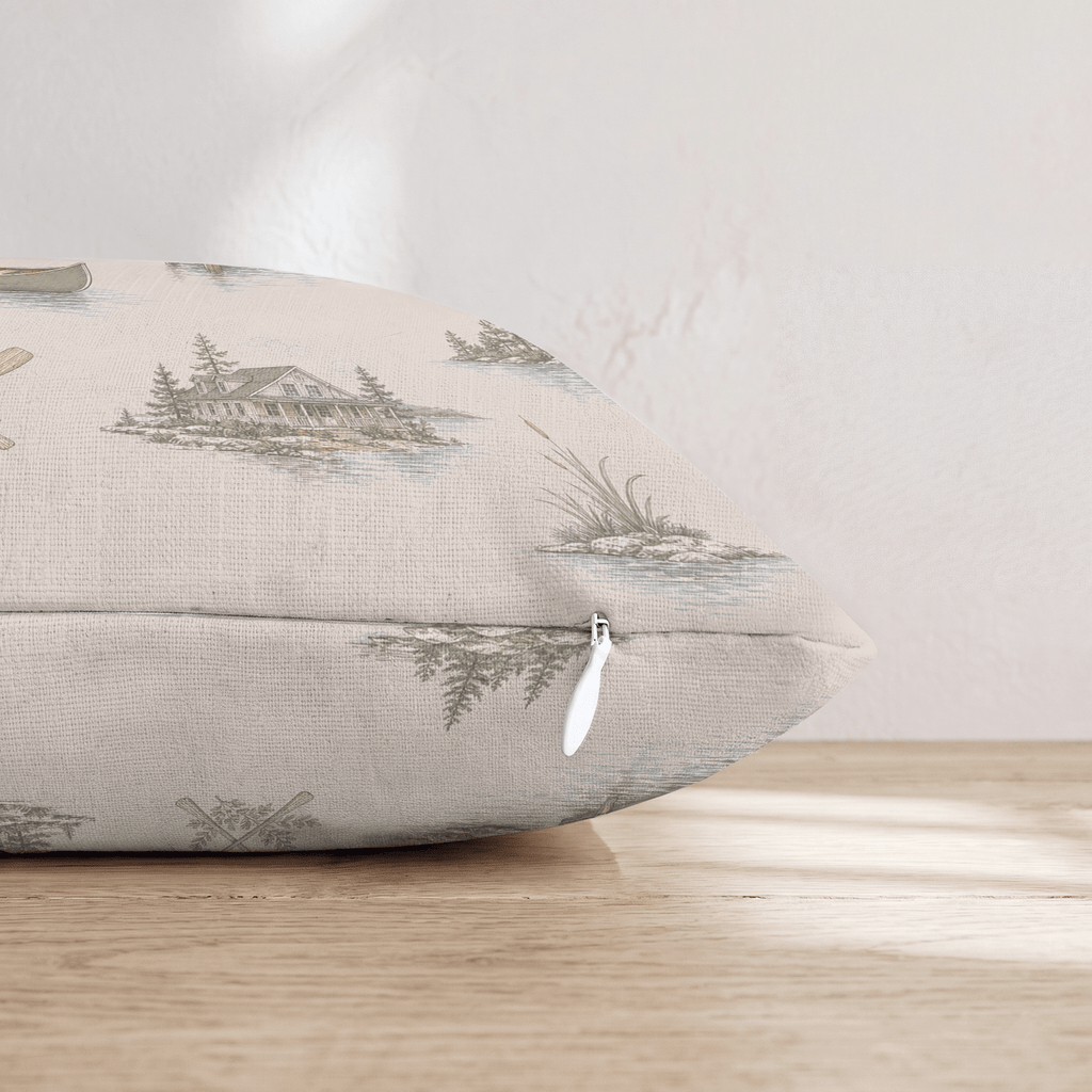 Lake Day Toile Throw Pillow - Hillcroft Home