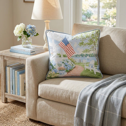 Lake House 4th Of July Throw Pillow - Hillcroft Home