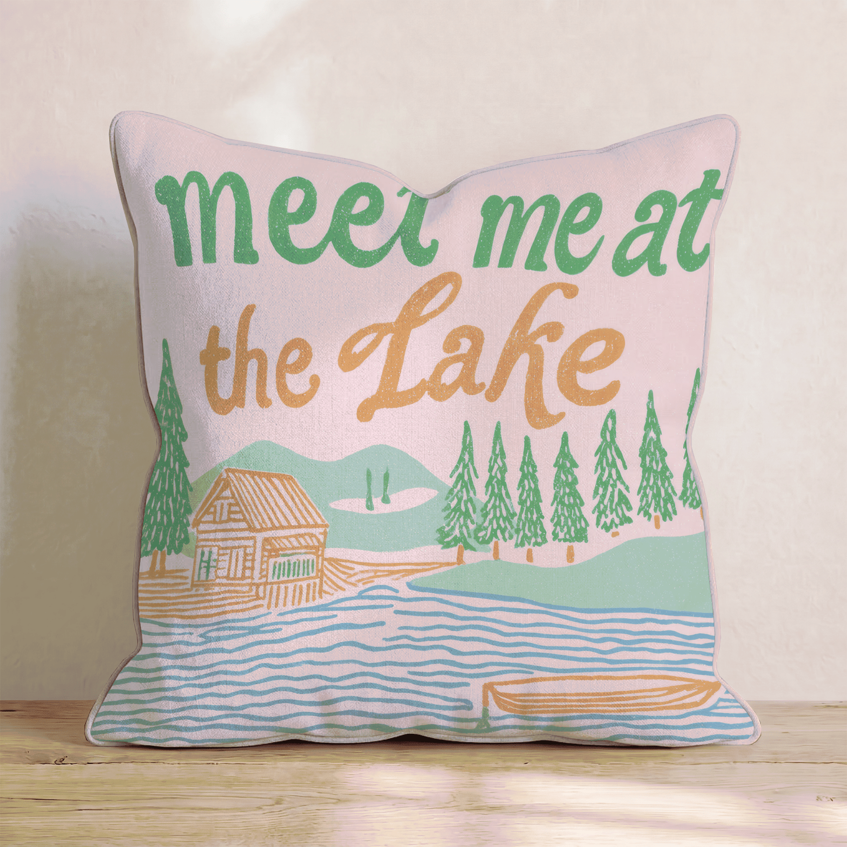 Lake Motto Throw Pillow - Hillcroft Home