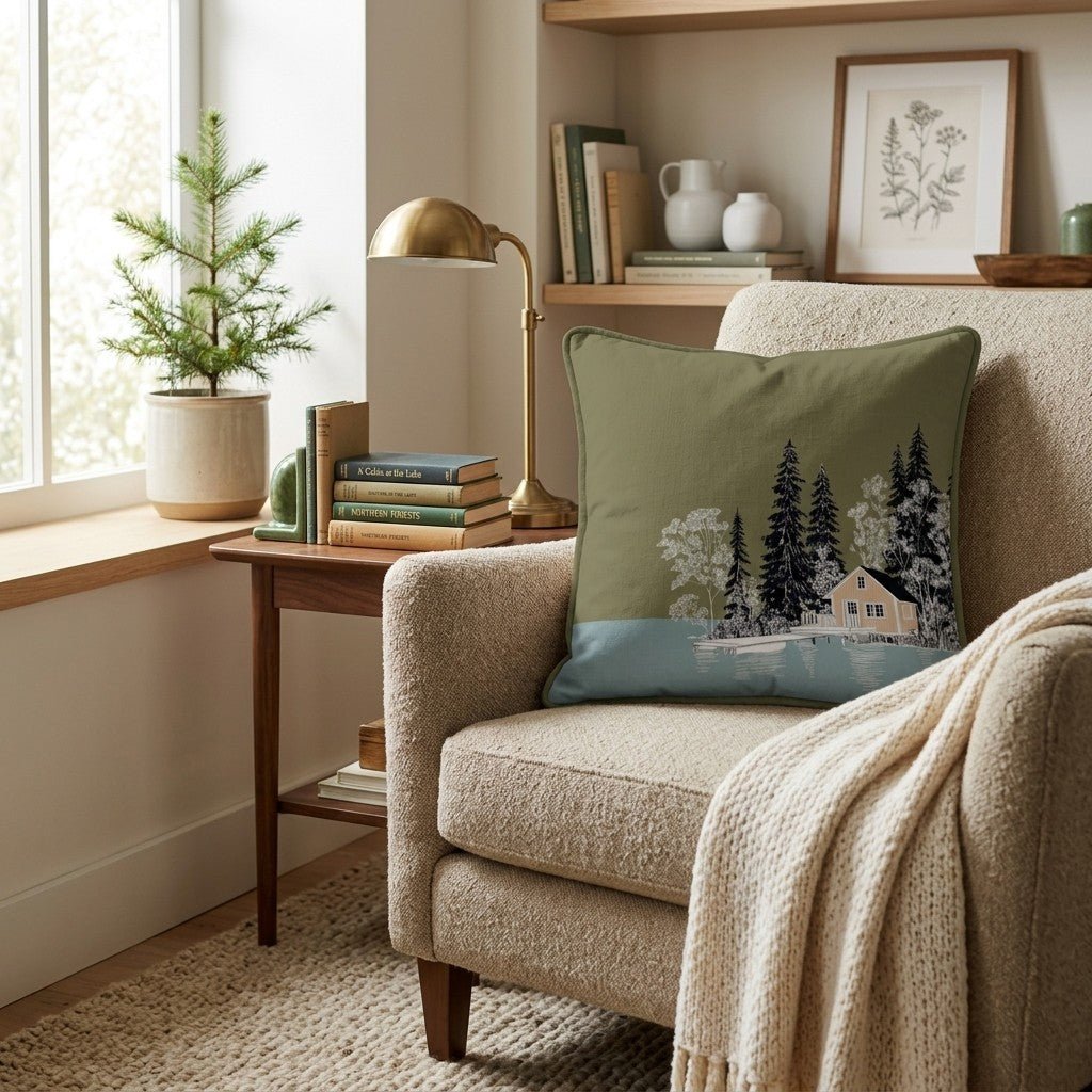 Lakeside Cabin Throw Pillow - Hillcroft Home