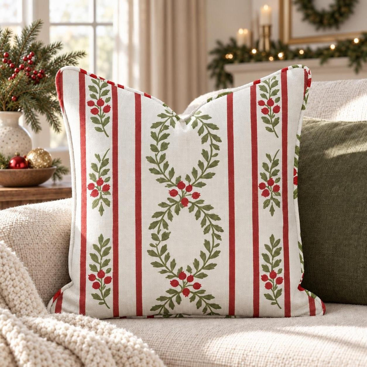 Laurel & Berry Stripe Throw Pillow throw pillow - Hillcroft Home