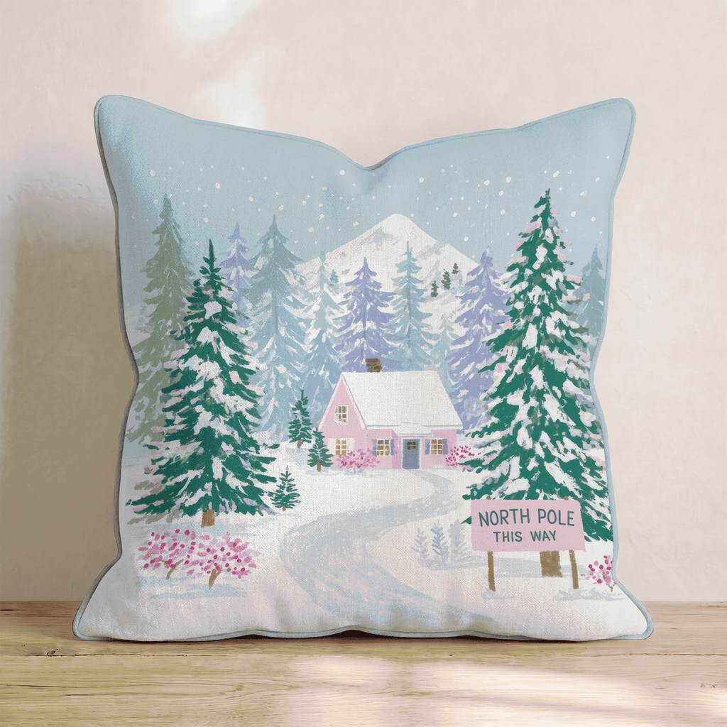 Lavender Pines North Pole Throw Pillow - Hillcroft Home