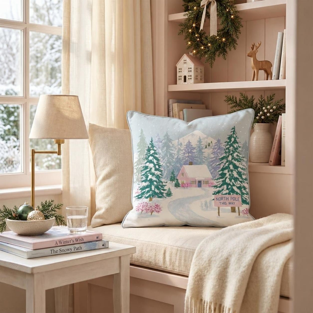 Lavender Pines North Pole Throw Pillow throw pillow - Hillcroft Home