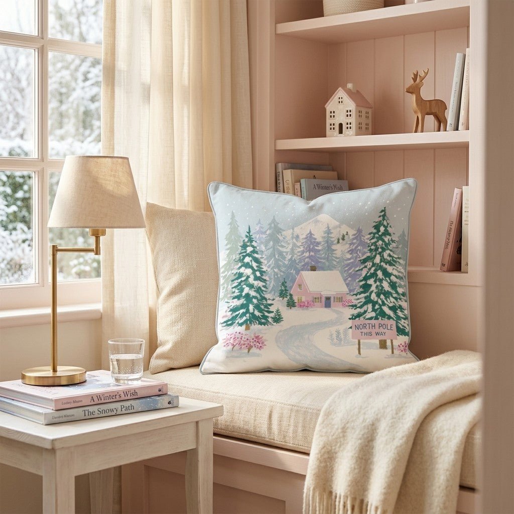 Lavender Pines North Pole Throw Pillow - Hillcroft Home