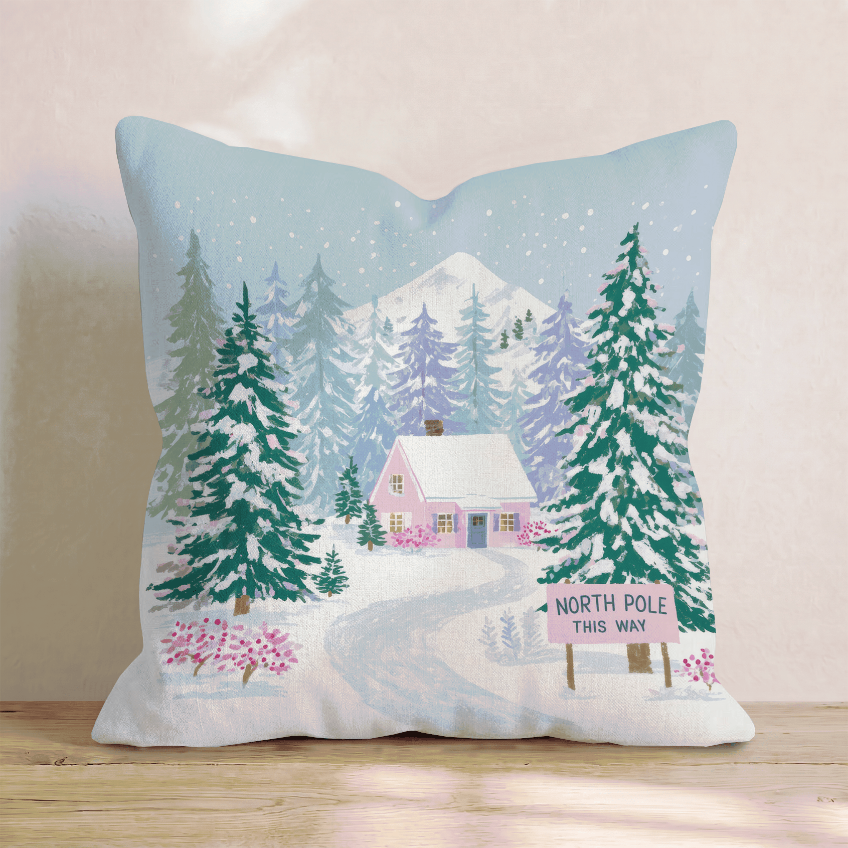 Lavender Pines North Pole Throw Pillow - Hillcroft Home