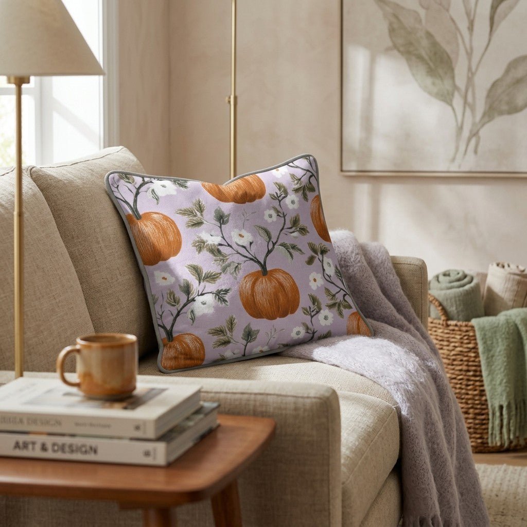 Lavender Pumpkin Vine Throw Pillow - Hillcroft Home