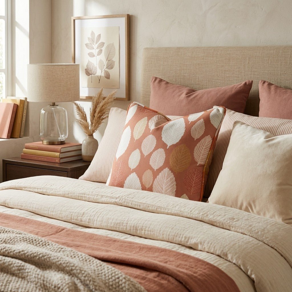 Leaf Cascade Rust Throw Pillow - Hillcroft Home