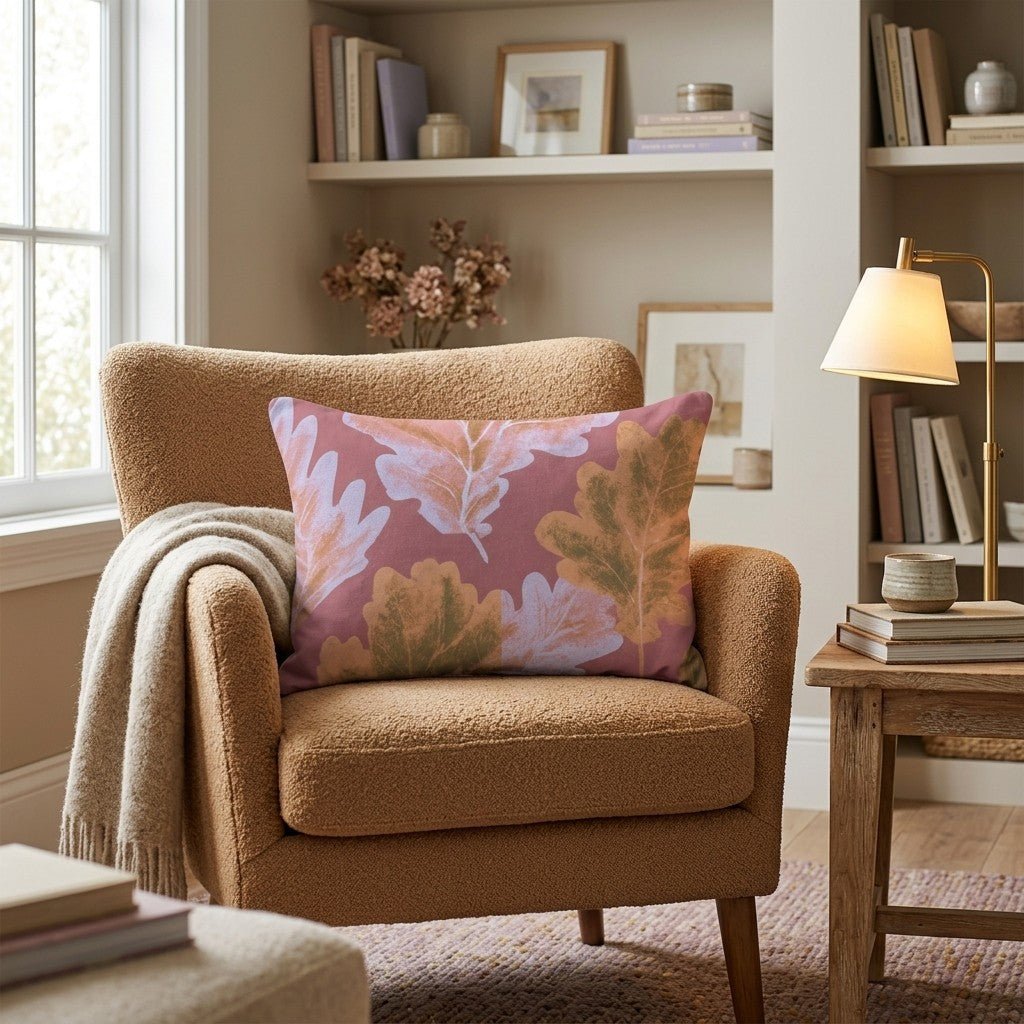 Leaf Stamps Throw Pillow - Hillcroft Home