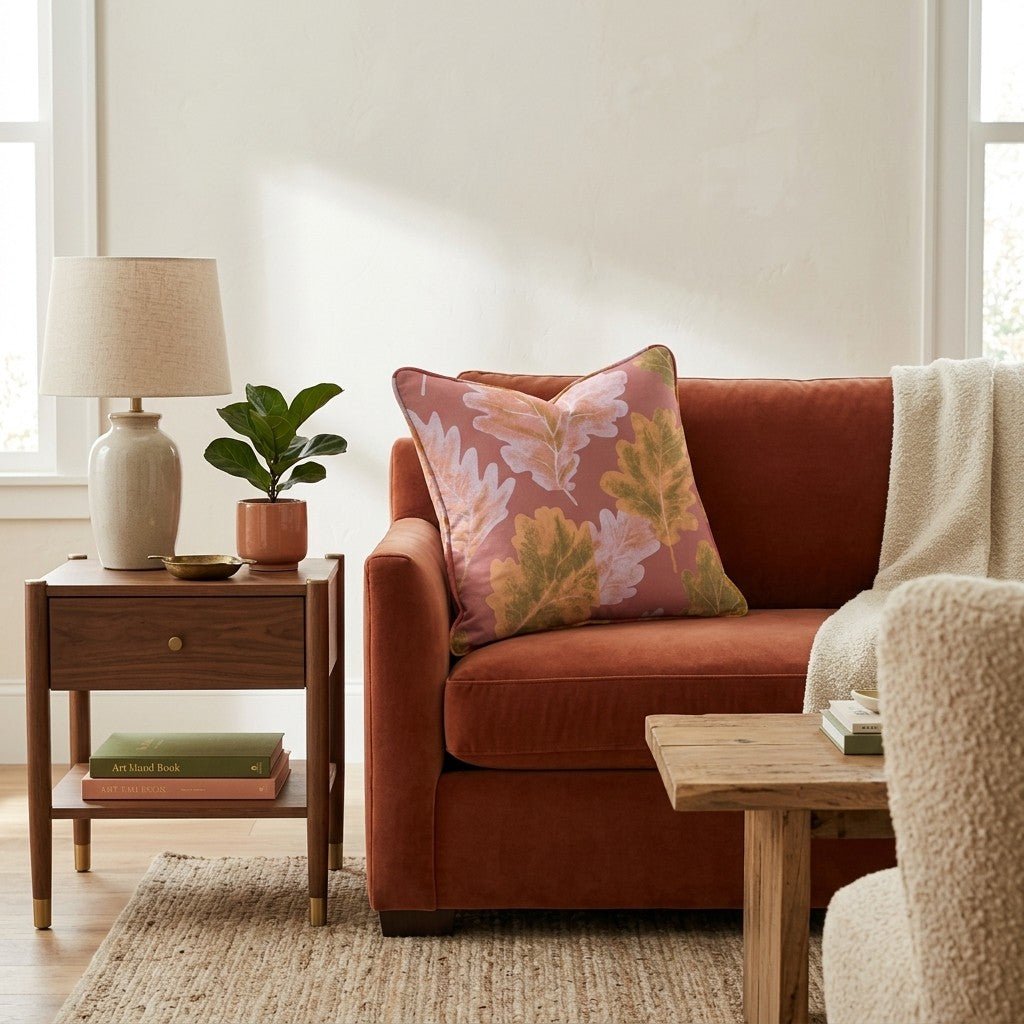 Leaf Stamps Throw Pillow - Hillcroft Home