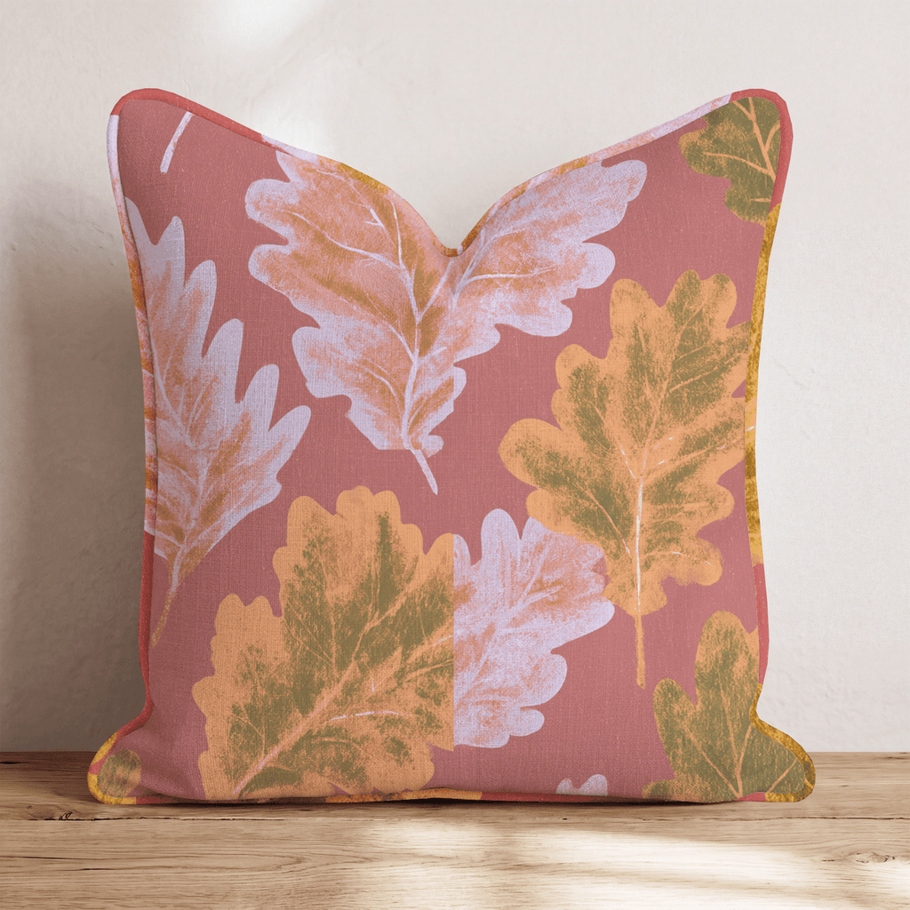 Leaf Stamps Throw Pillow - Hillcroft Home
