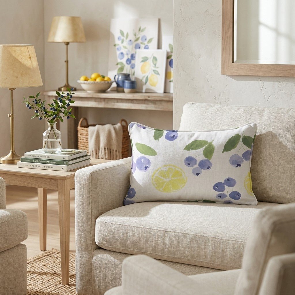 Lemons and Berries Throw Pillow - Hillcroft Home