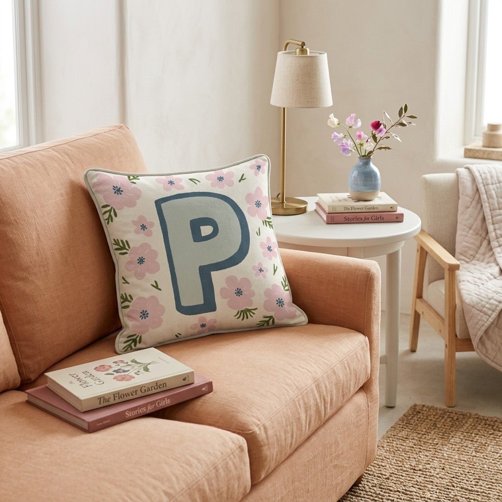 Letter P Throw Pillow - Hillcroft Home