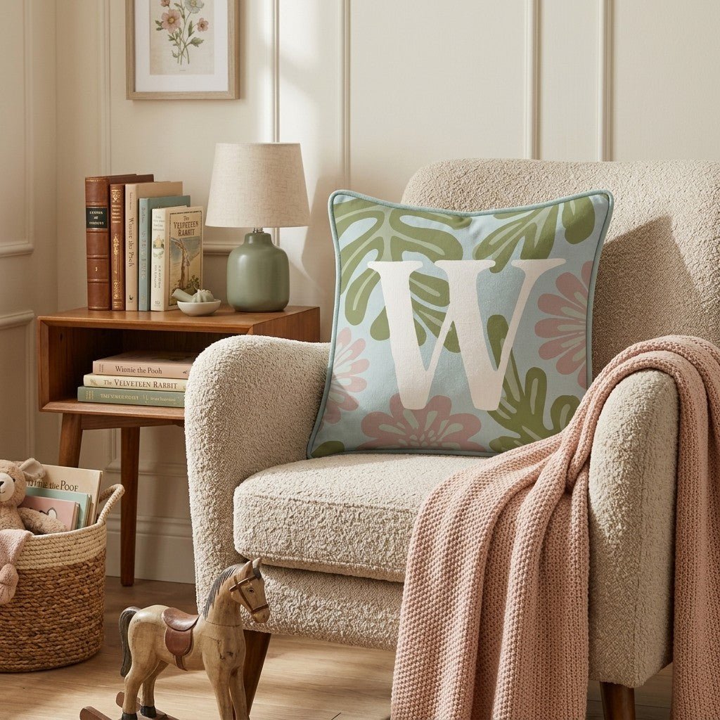Letter W Throw Pillow - Hillcroft Home