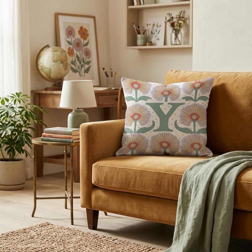Letter Y Throw Pillow - Hillcroft Home