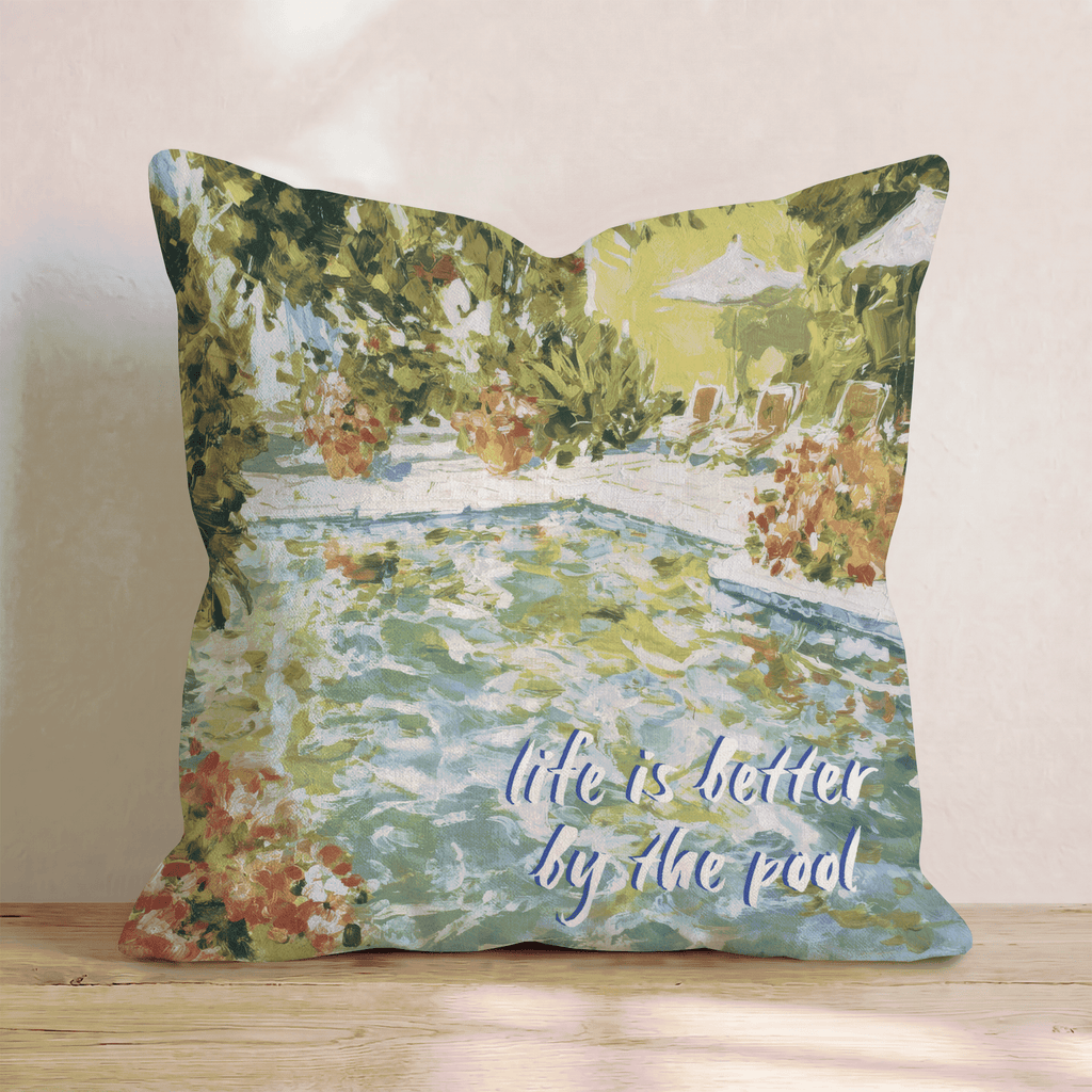 life is better by the pool Throw Pillow - Hillcroft Home