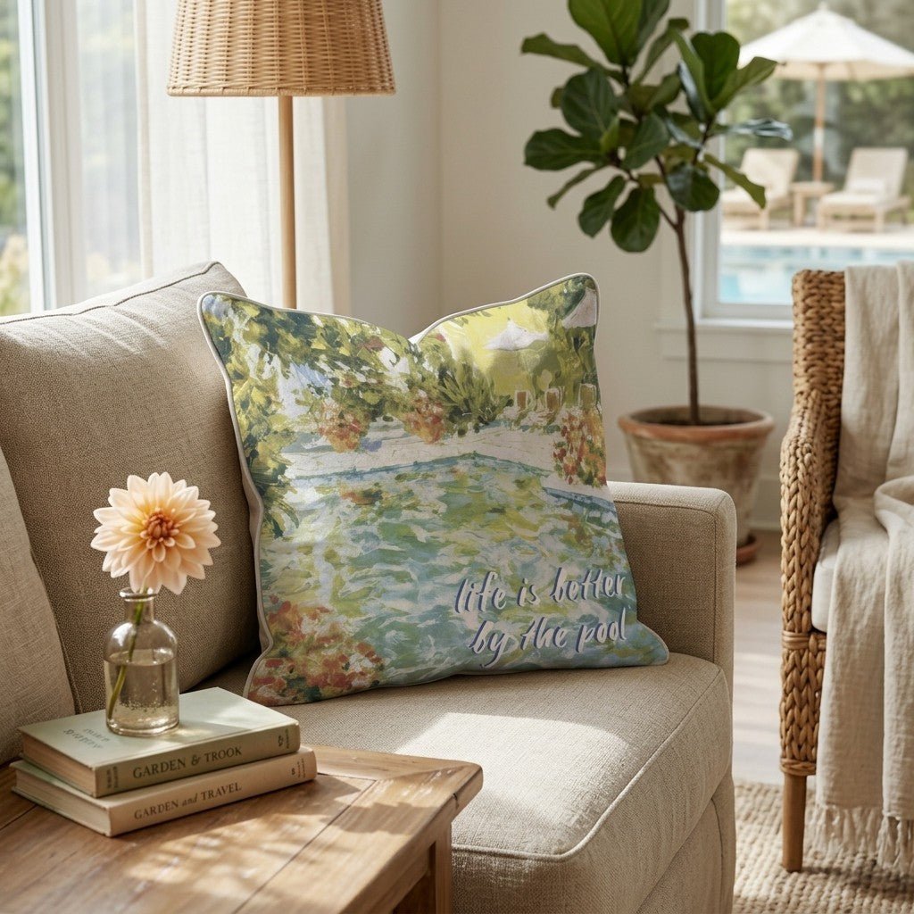 life is better by the pool Throw Pillow - Hillcroft Home