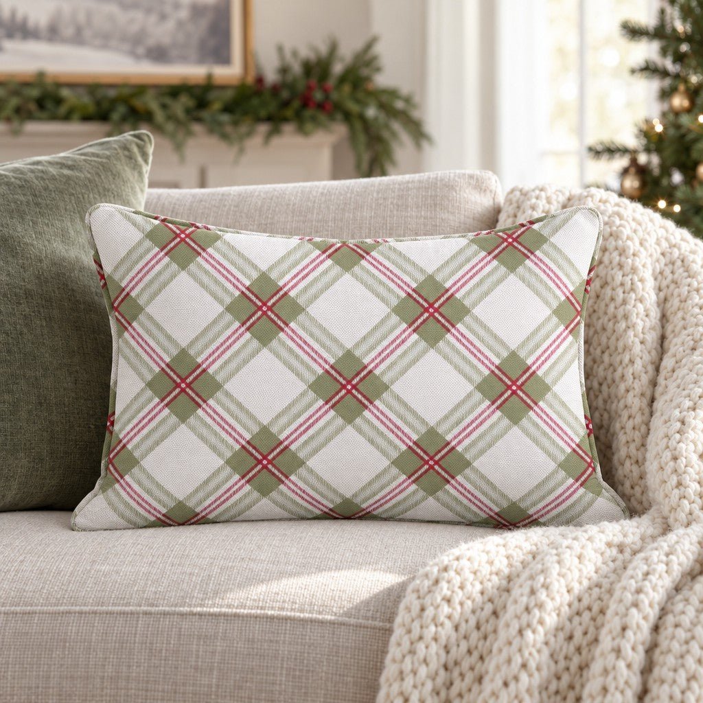 Light Bias Plaid Throw Pillow throw pillow - Hillcroft Home