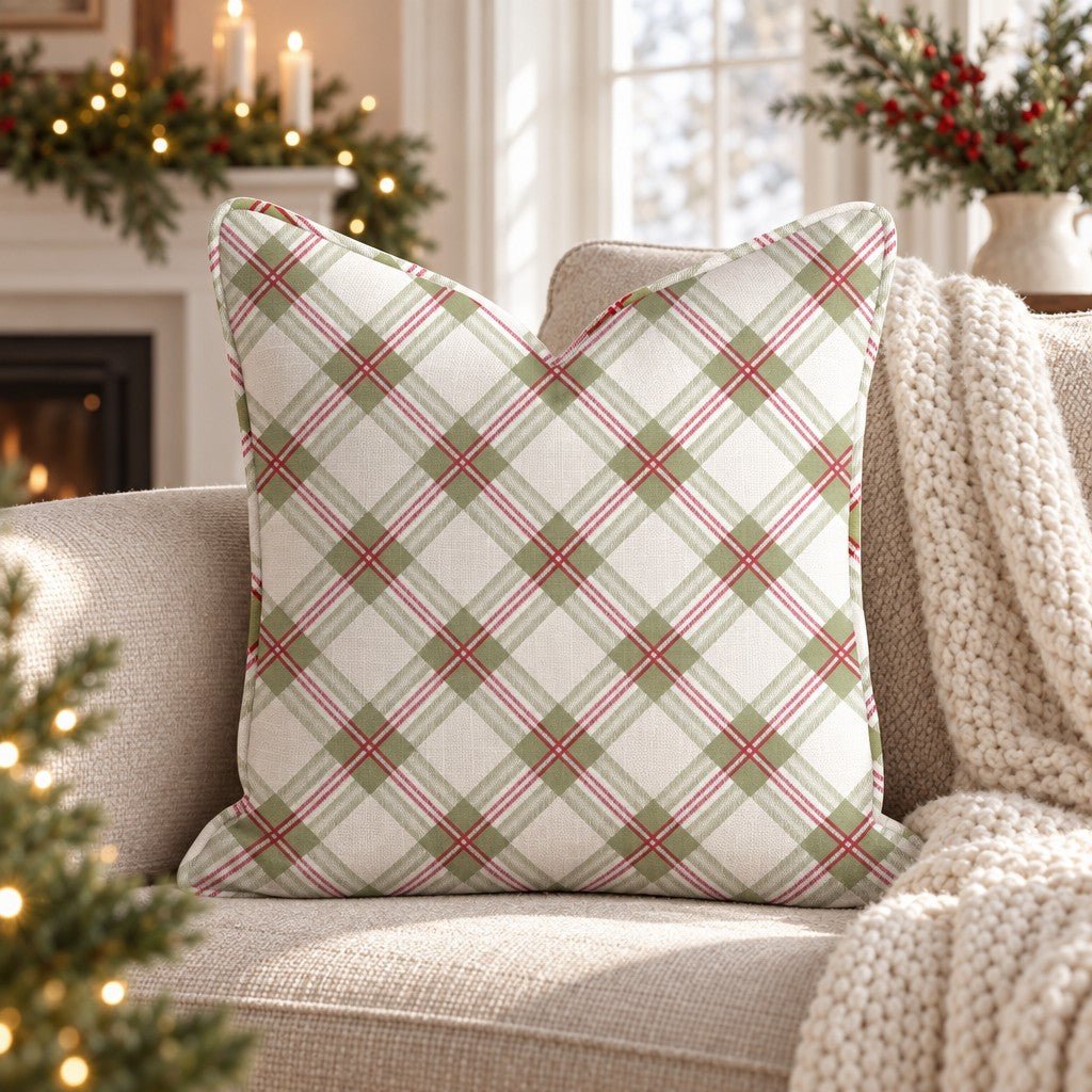 Light Bias Plaid Throw Pillow throw pillow - Hillcroft Home
