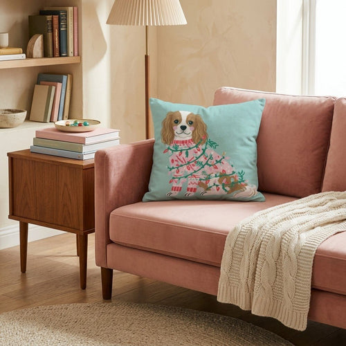 Light Wrapped Cavalier King Charles Spaniel Throw Pillow - Hillcroft Home
