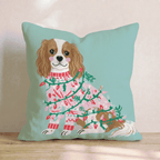 Light Wrapped Cavalier King Charles Spaniel Throw Pillow - Hillcroft Home