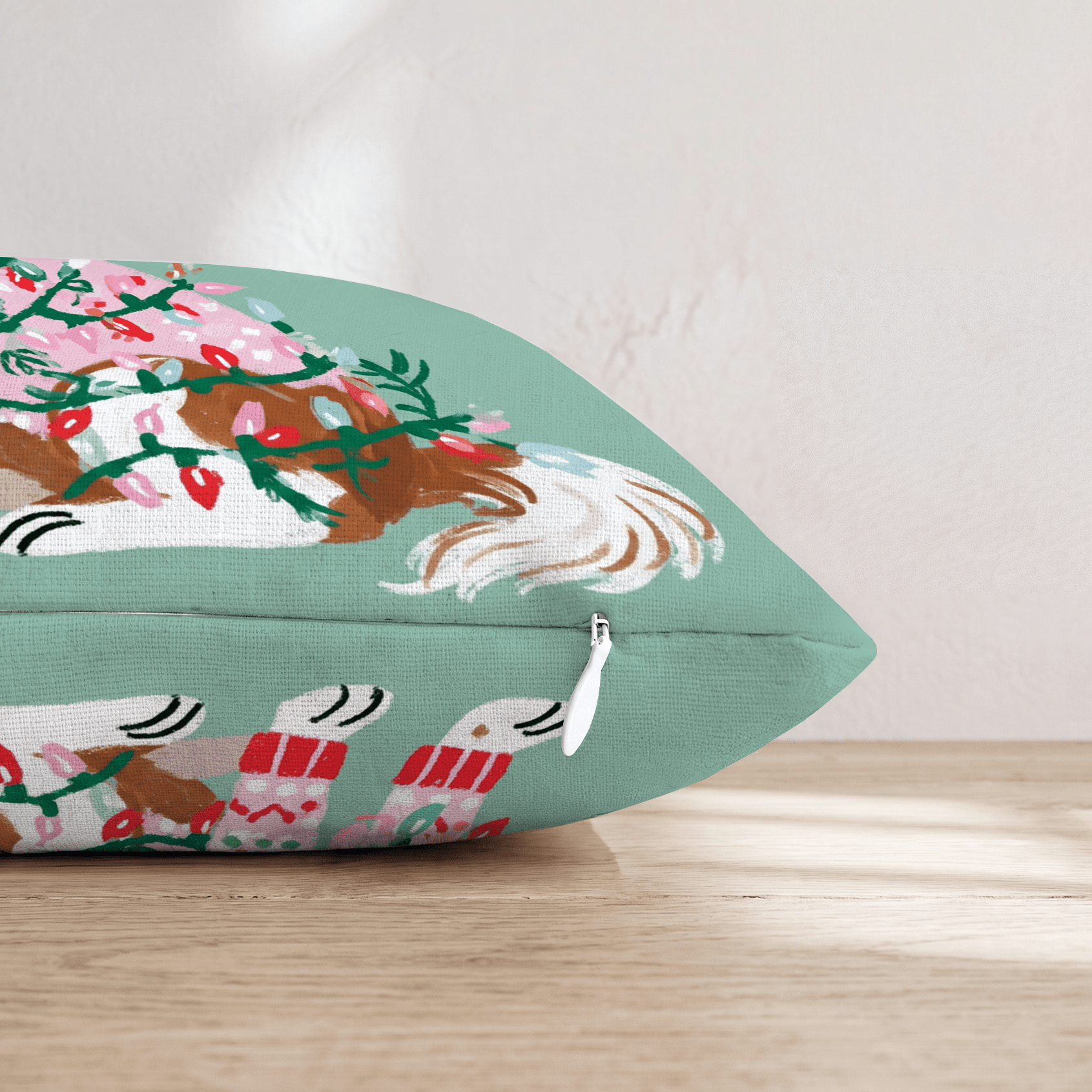 Light Wrapped Cavalier King Charles Spaniel Throw Pillow - Hillcroft Home