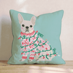 Light Wrapped French Bulldog Throw Pillow - Hillcroft Home