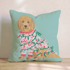 Light Wrapped Goldendoodle Throw Pillow - Hillcroft Home