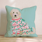 Light Wrapped Labradoodle Throw Pillow - Hillcroft Home