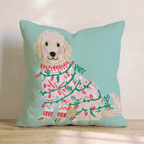 Light Wrapped Labradoodle Throw Pillow - Hillcroft Home