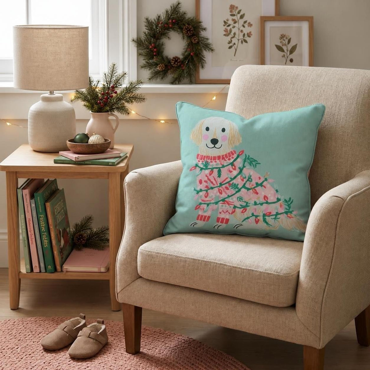Light Wrapped Retriever Throw Pillow throw pillow - Hillcroft Home