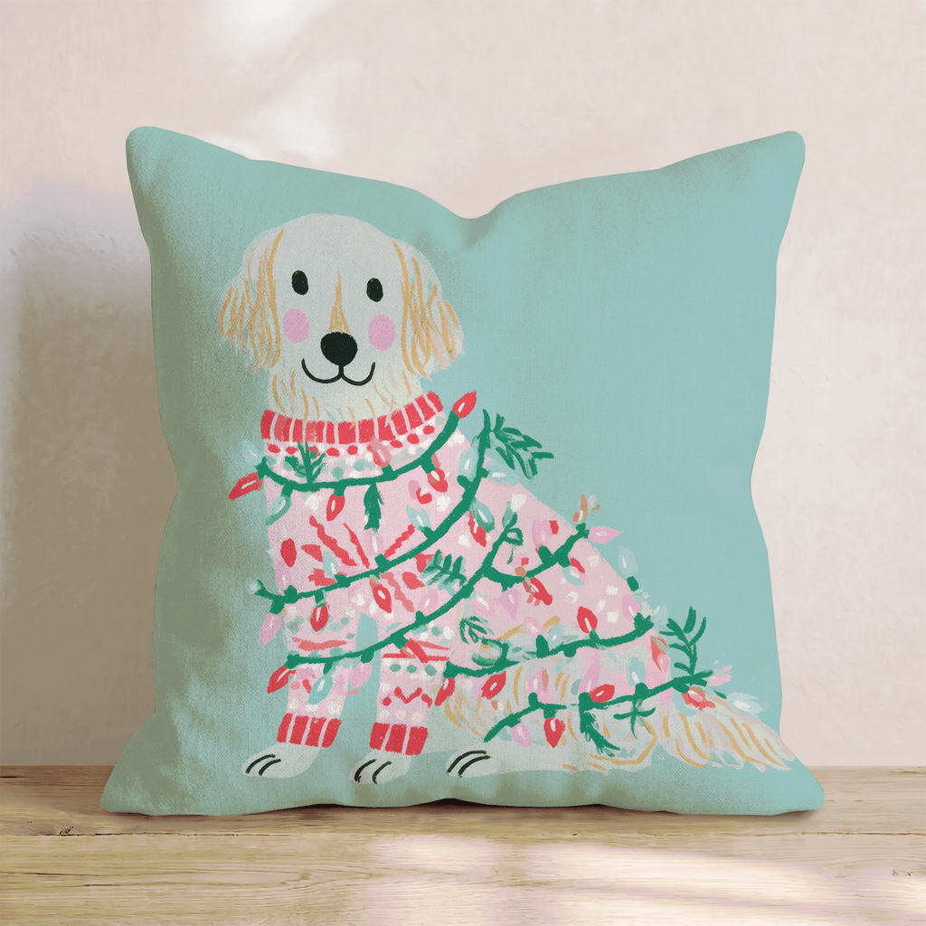Light Wrapped Retriever Throw Pillow - Hillcroft Home