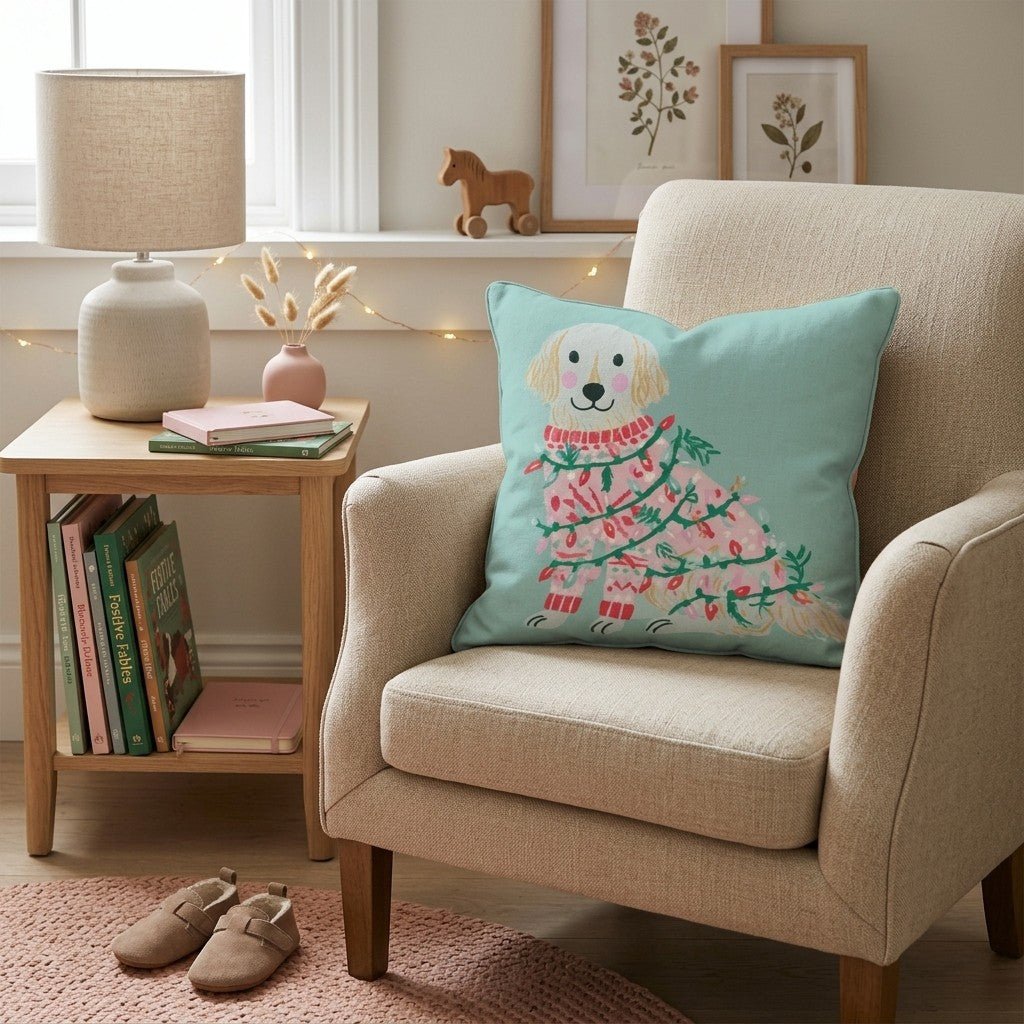 Light Wrapped Retriever Throw Pillow - Hillcroft Home