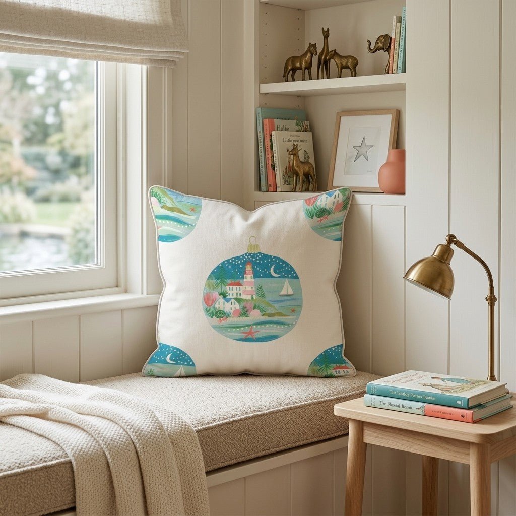 Lighthouse Ornament Cove Throw Pillow - Hillcroft Home