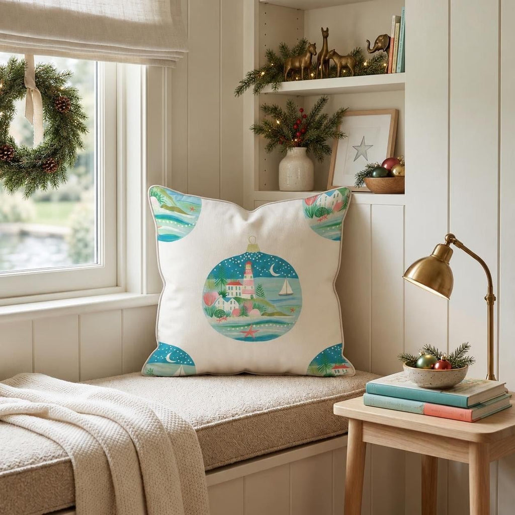 Lighthouse Ornament Cove Throw Pillow throw pillow - Hillcroft Home
