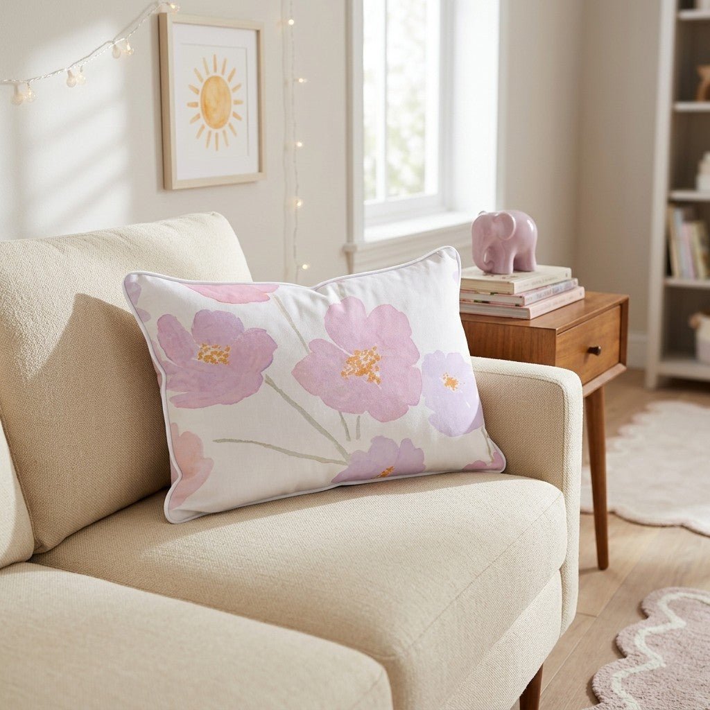 Lilac and Peach Blooms Throw Pillow - Hillcroft Home