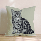 Linen American Shorthair Throw Pillow - Hillcroft Home