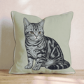 Linen American Shorthair Throw Pillow - Hillcroft Home