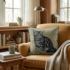 Linen American Shorthair Throw Pillow - Hillcroft Home