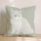 Linen British Shorthair Throw Pillow - Hillcroft Home