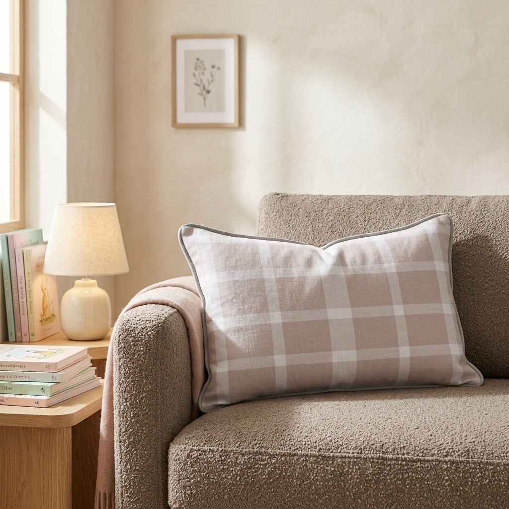Linen Buffalo Check Throw Pillow - Hillcroft Home