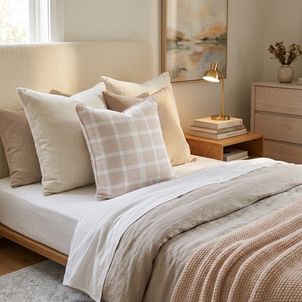 Linen Buffalo Check Throw Pillow - Hillcroft Home