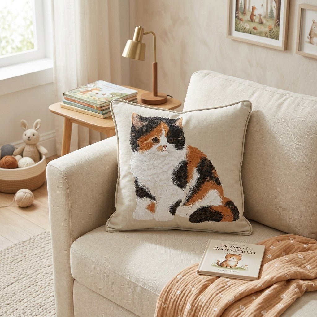 Linen Calico Throw Pillow - Hillcroft Home