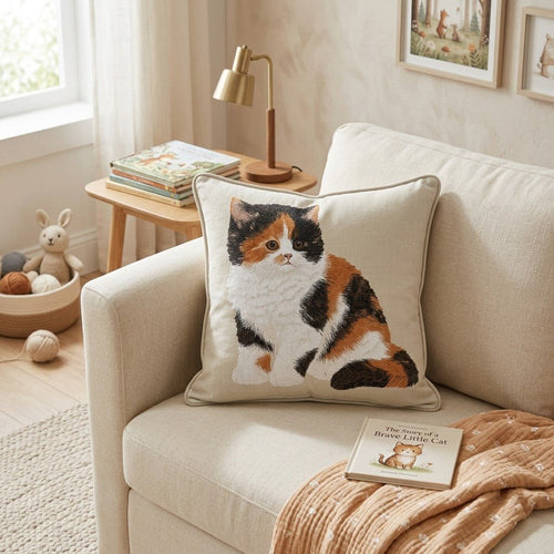 Linen Calico Throw Pillow - Hillcroft Home