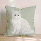 Linen Cat Throw Pillow - Hillcroft Home