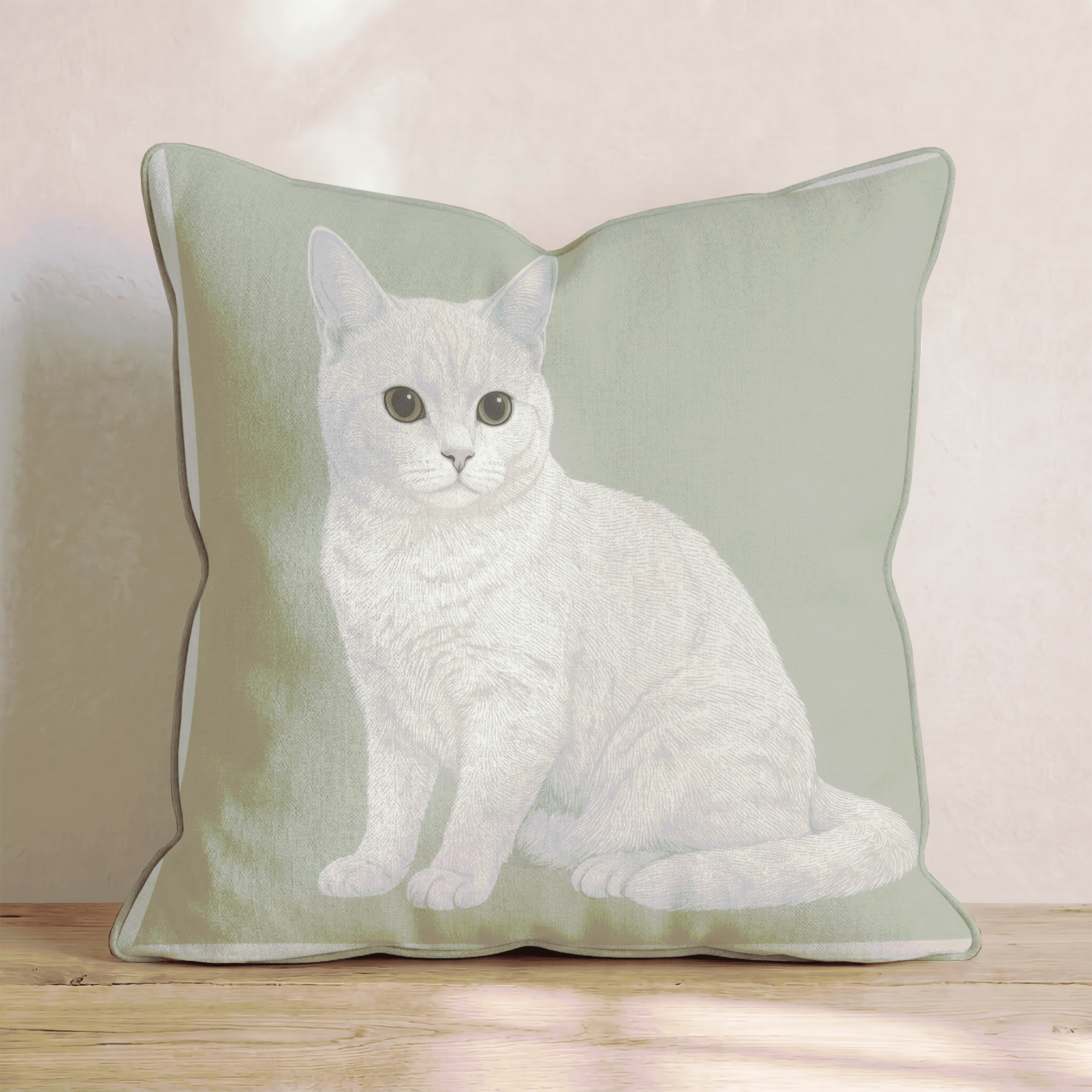 Linen Cat Throw Pillow - Hillcroft Home