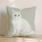 Linen Cat Throw Pillow - Hillcroft Home