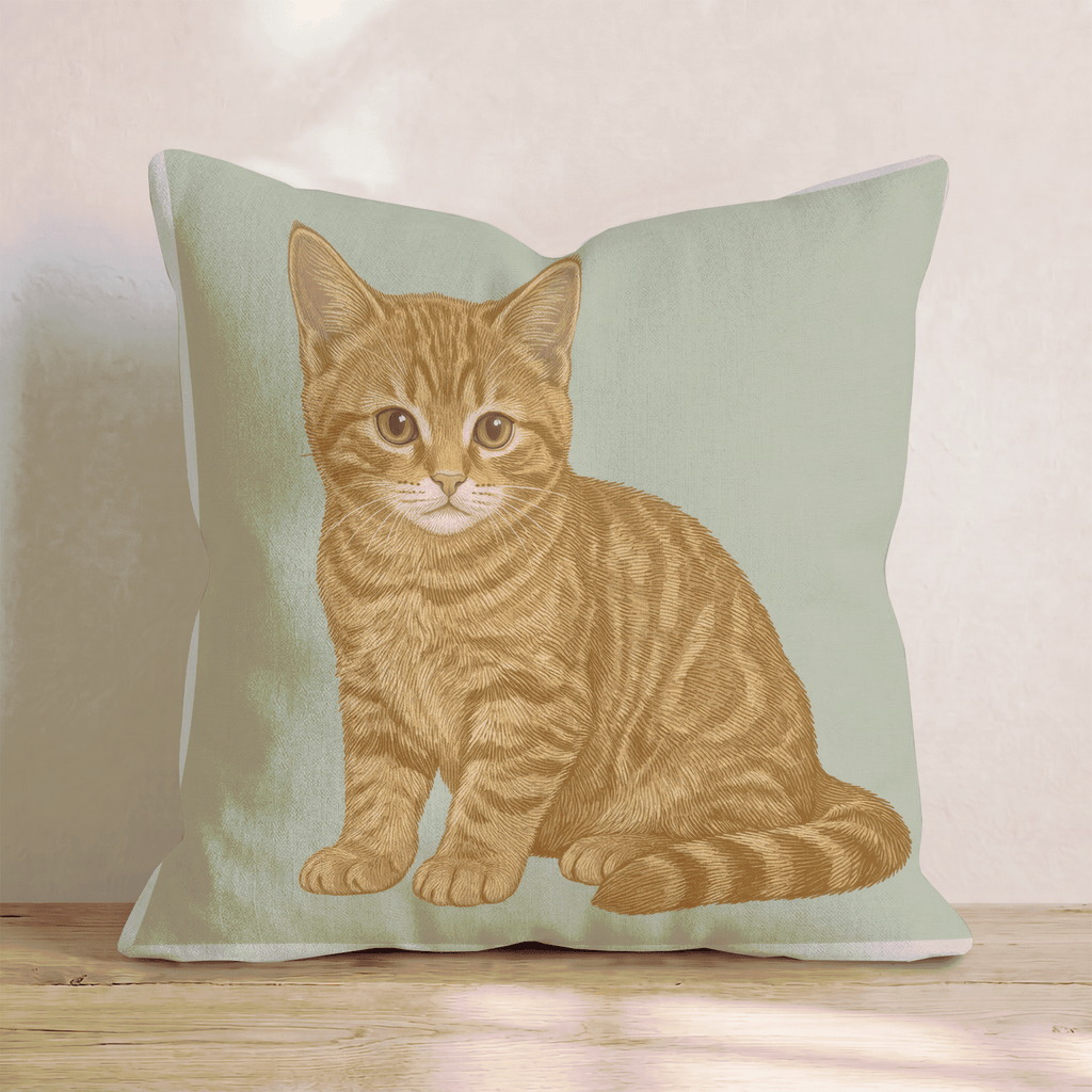 Linen Domestic Shorthair Throw Pillow - Hillcroft Home