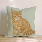 Linen Domestic Shorthair Throw Pillow - Hillcroft Home