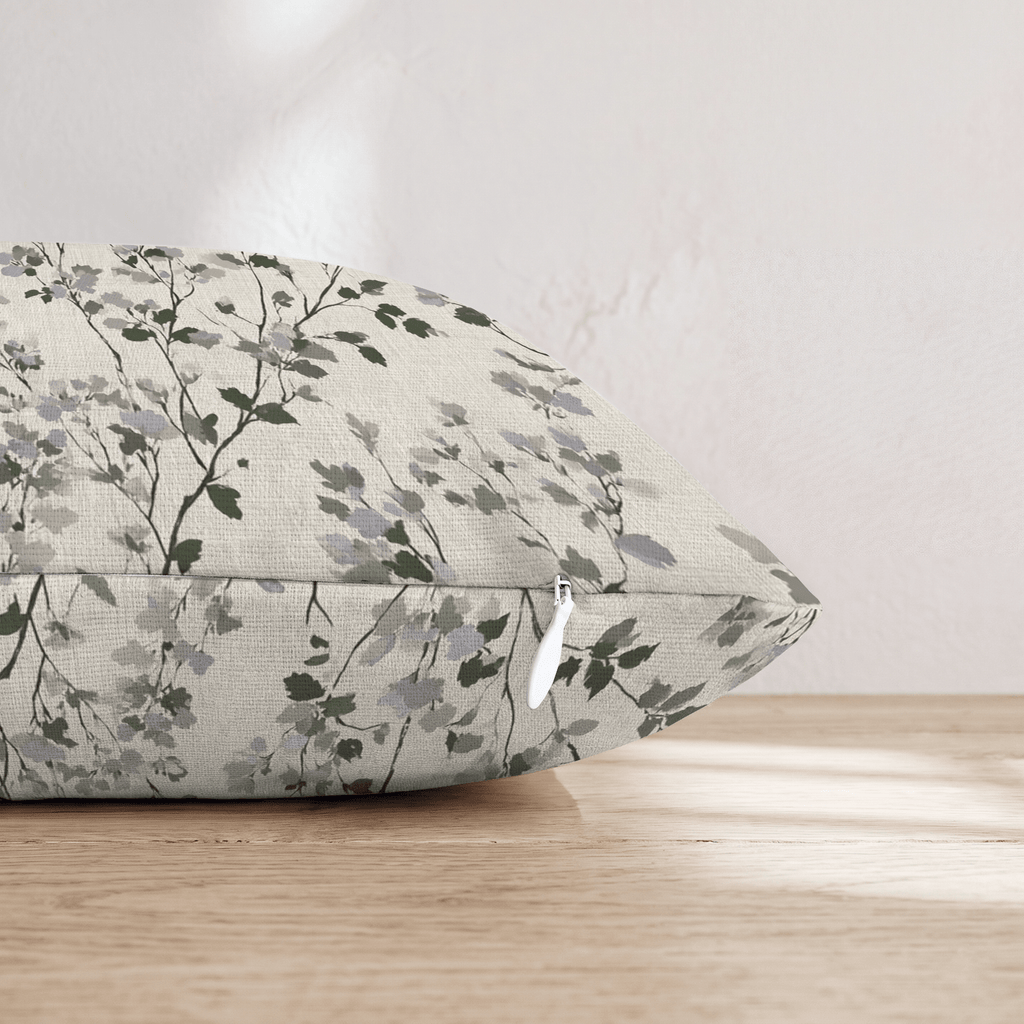 Linen Lilac Branch Throw Pillow throw pillow - Hillcroft Home